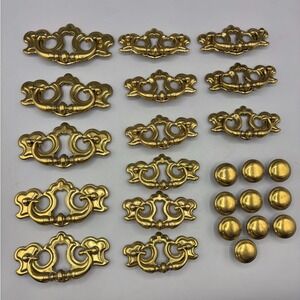 Vtg Brass Gold Tone Drawer‎ Pulls Knobs 24 Pc Dresser Hardware Replacement
